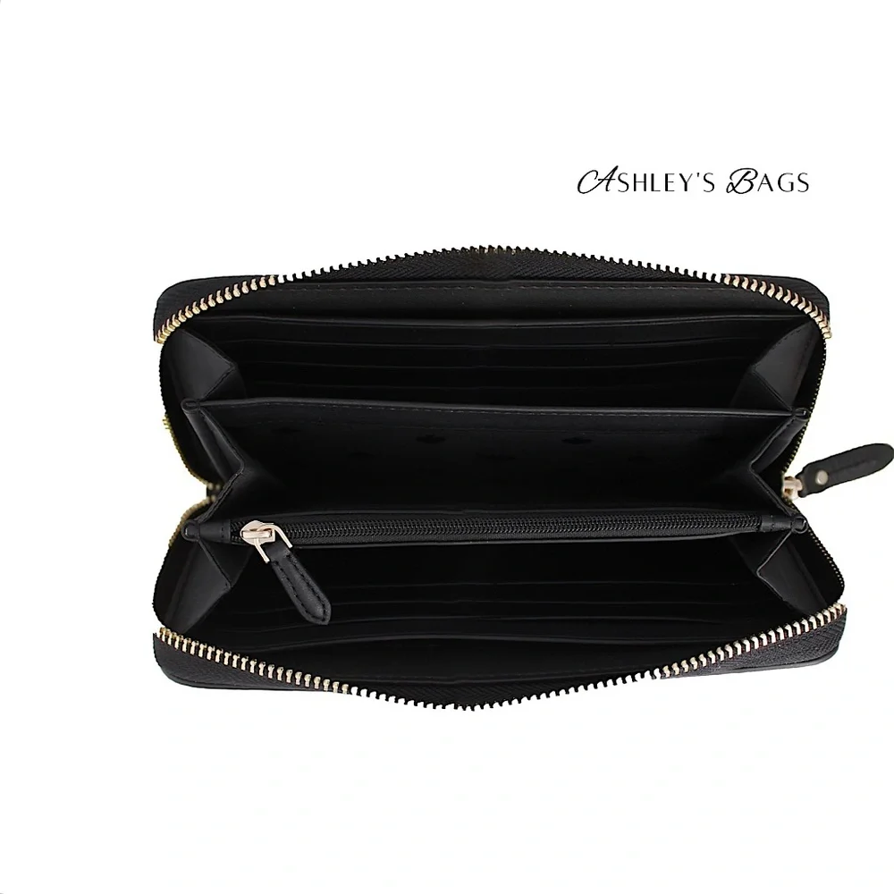 Kate Spade Ella Pebbled Leather Large Continental Wallet In Black
